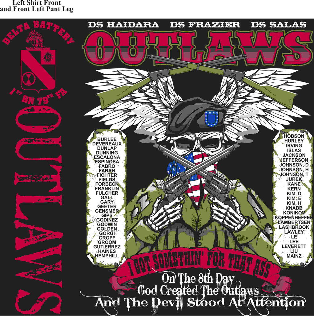 PLATOON SHIRTS (2nd generation print) DELTA 1st 79th OUTLAWS APR 2016