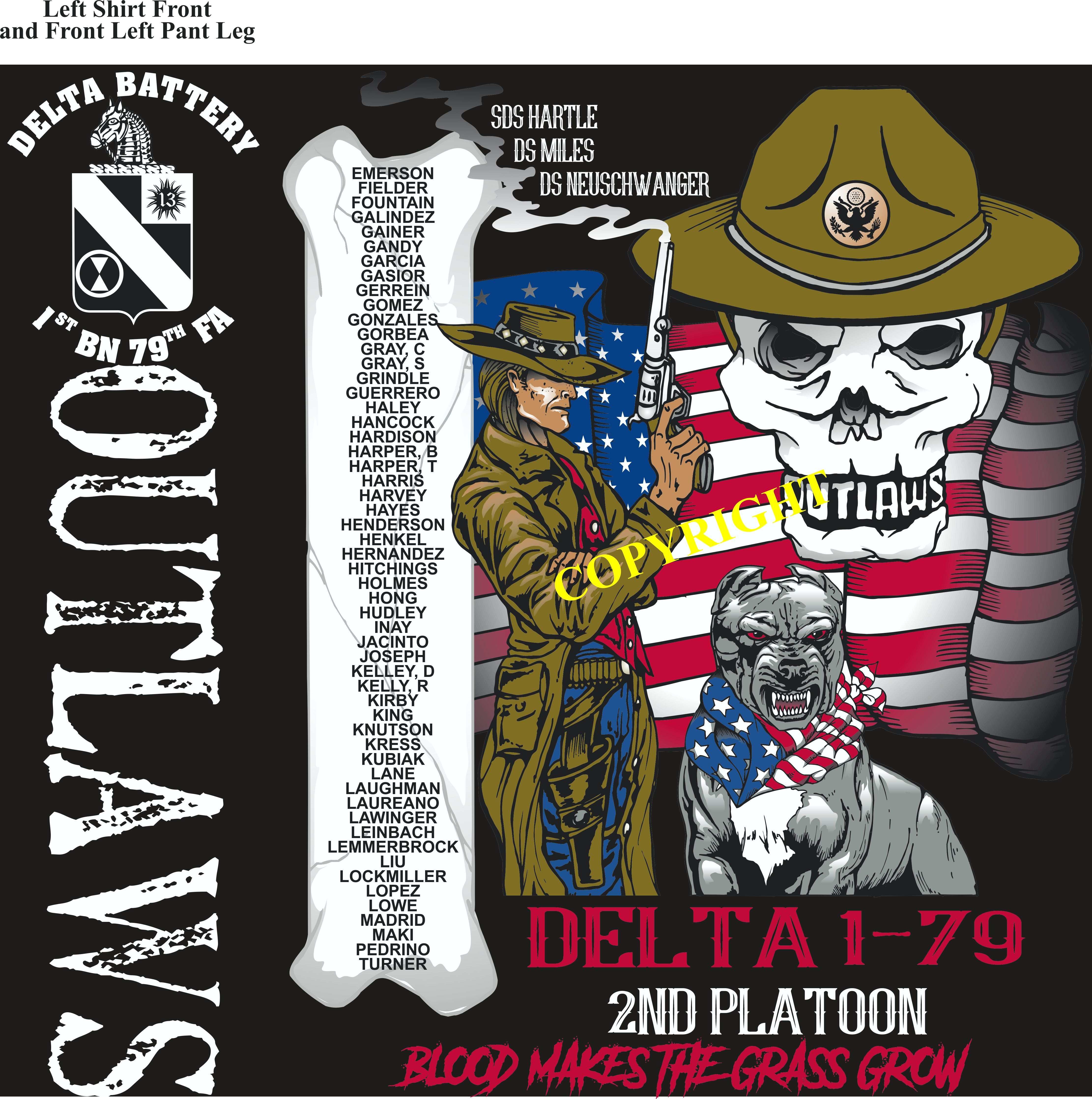 Platoon Shirts (2nd generation print) DELTA 1st 79th OUTLAWS OCT 2018