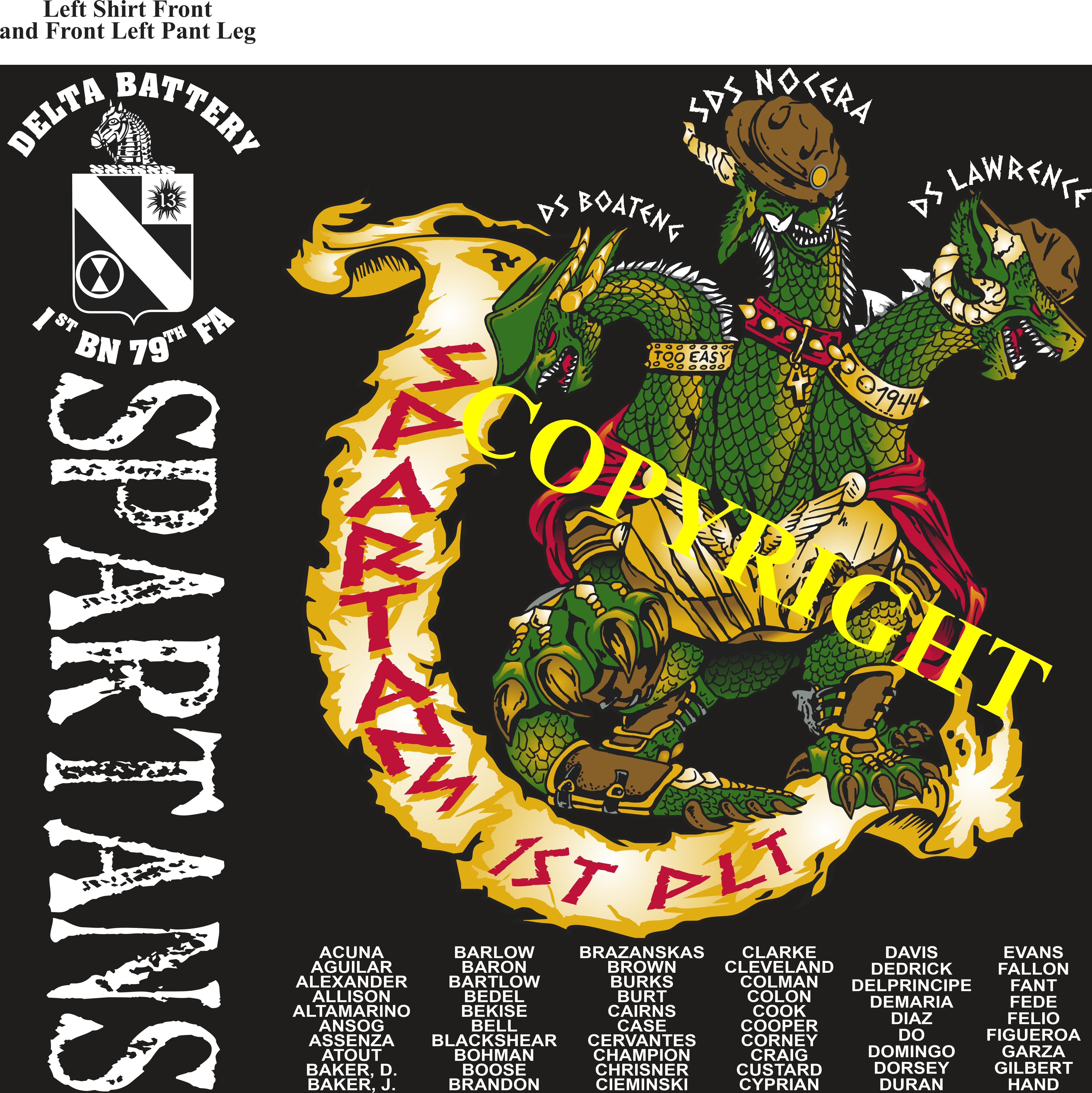 Platoon Shirts (2nd generation print) DELTA 1st 79th SPARTANS FEB 2020