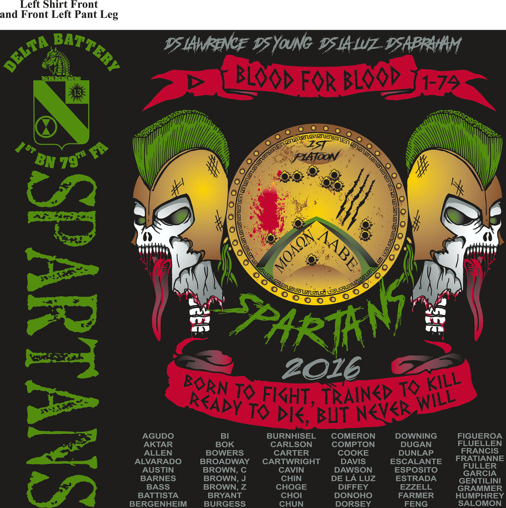 PLATOON SHIRTS (2nd generation print) Delta 1st 79th SPARTANS JULY 2016