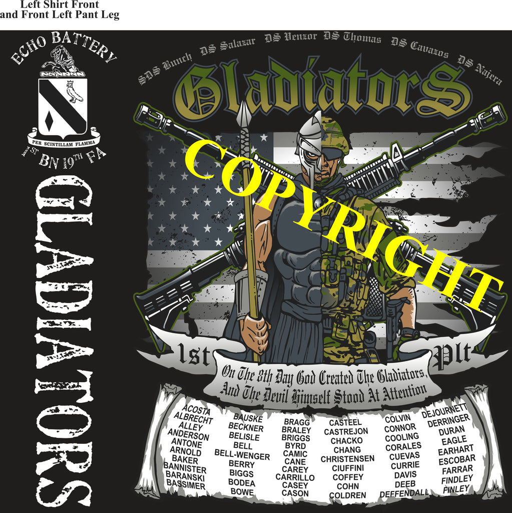 Platoon Shirts (2nd generation print) ECHO 1st 19th GLADIATORS AUG 2020