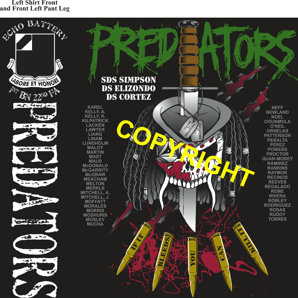 Platoon Shirts (2nd generation print) ECHO 1st 22nd PREDATORS APR 2021