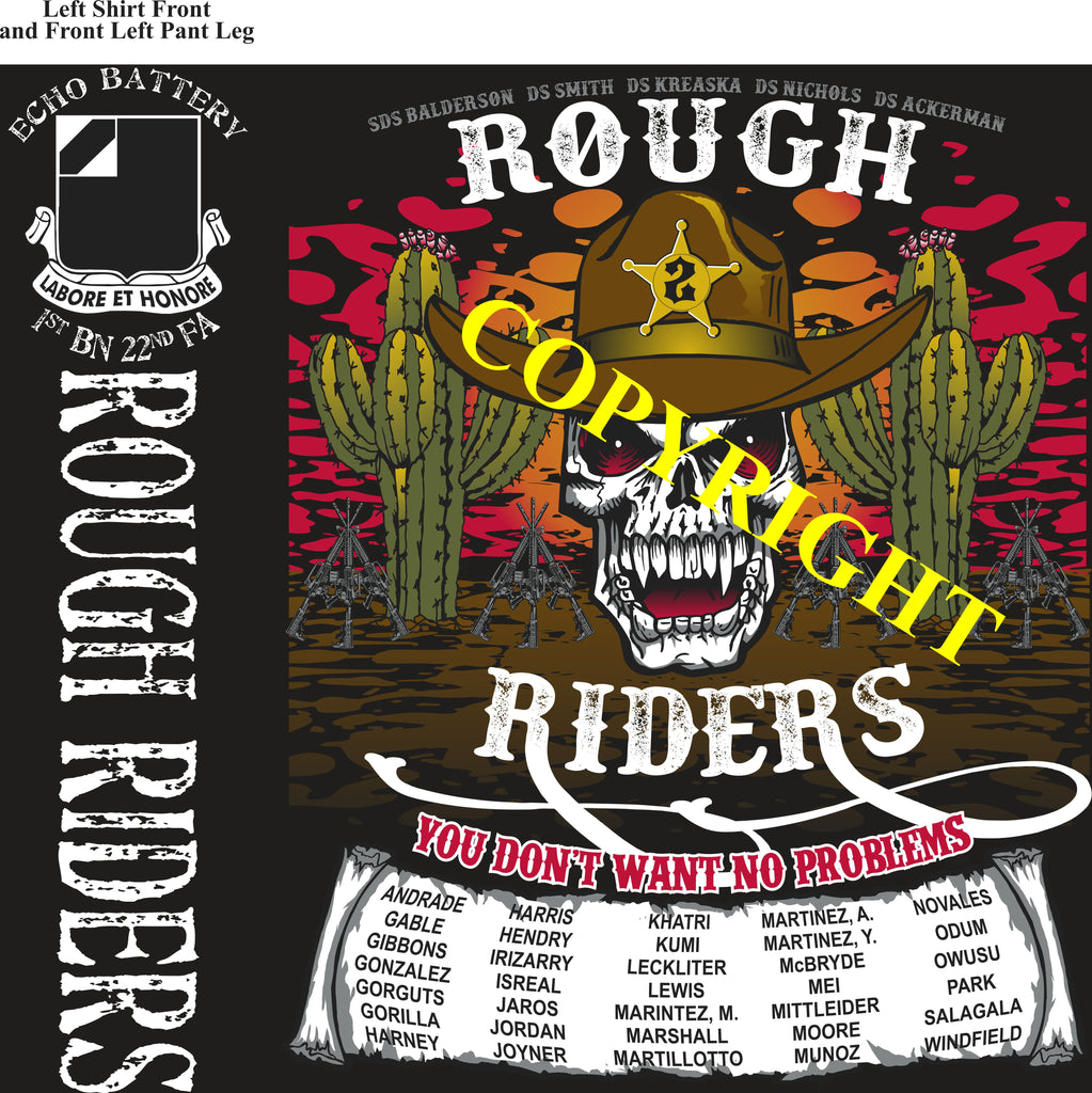 Platoon Items (2nd generation print) ECHO 1st 22nd ROUGH RIDERS MAY 2022