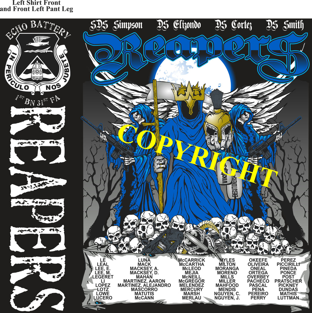 Platoon Shirts (2nd generation print) ECHO 1st 31st REAPERS DEC 2020