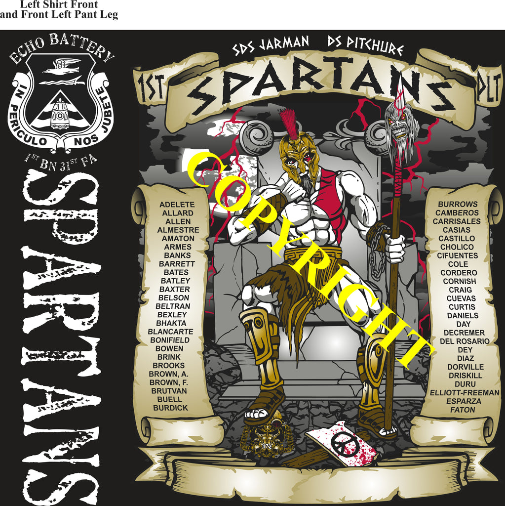 Platoon Shirts (2nd generation print) ECHO 1st 31st SPARTANS JULY 2021