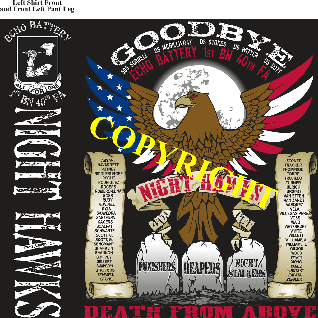 Platoon Shirts (2nd generation print) ECHO 1st 40th NIGHT HAWKS OCT 2020