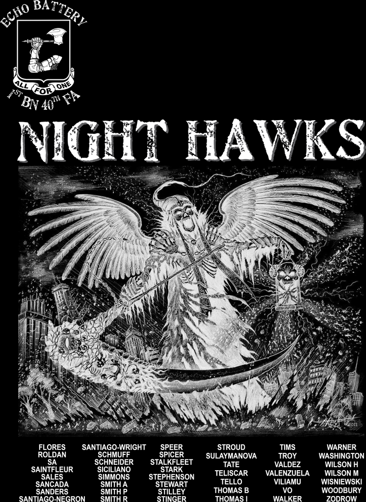 Platoon Shirts (2nd generation print) ECHO 1st 40th DS MAYER'S NIGHT HAWK APR 2020