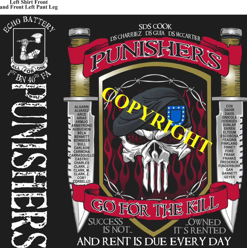 Platoon Shirts (2nd generation print) ECHO 1st 40th PUNISHERS FEB 2021