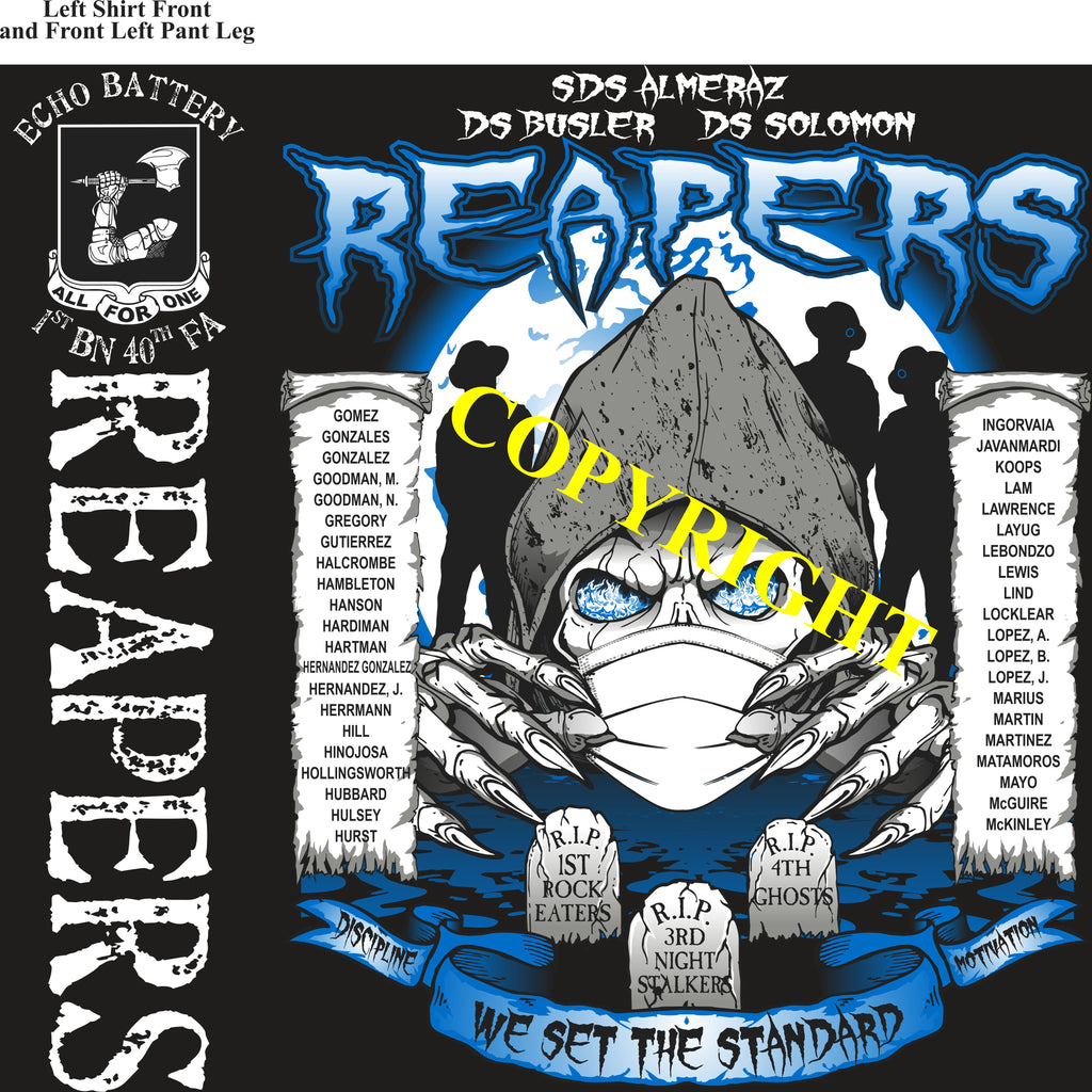 Platoon Shirts (2nd generation print) ECHO 1st 40th REAPERS FEB 2021