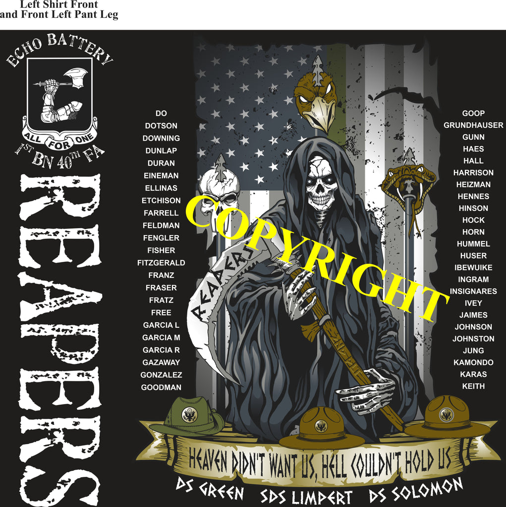 Platoon Shirts (2nd generation print) ECHO 1st 40th REAPERS JULY 2020