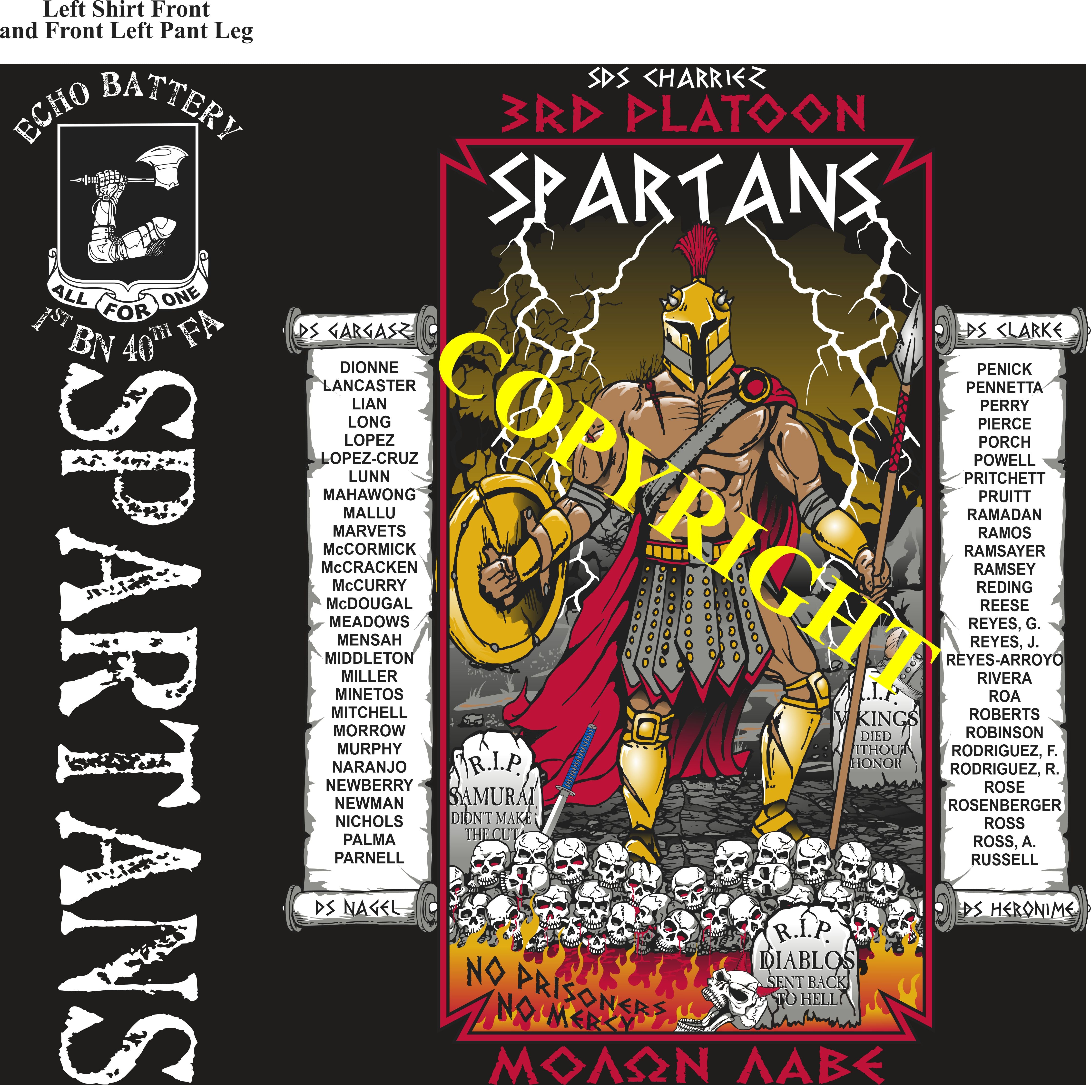 Platoon Shirts (2nd generation print) ECHO 1st 40th SPARTANS AUG 2021