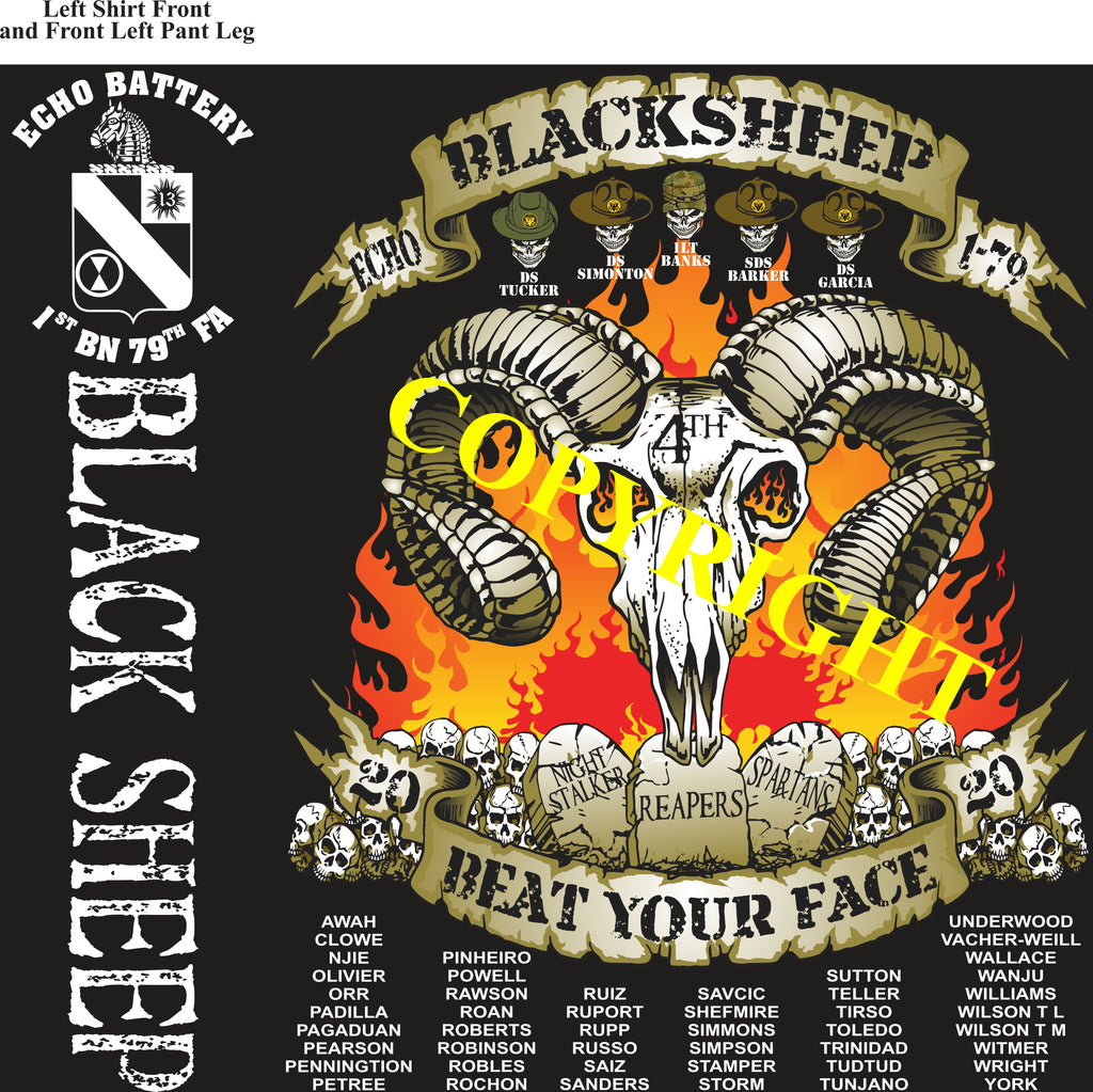 Platoon Shirts (2nd generation print) ECHO 1st 79th BLACK SHEEP APR 2020