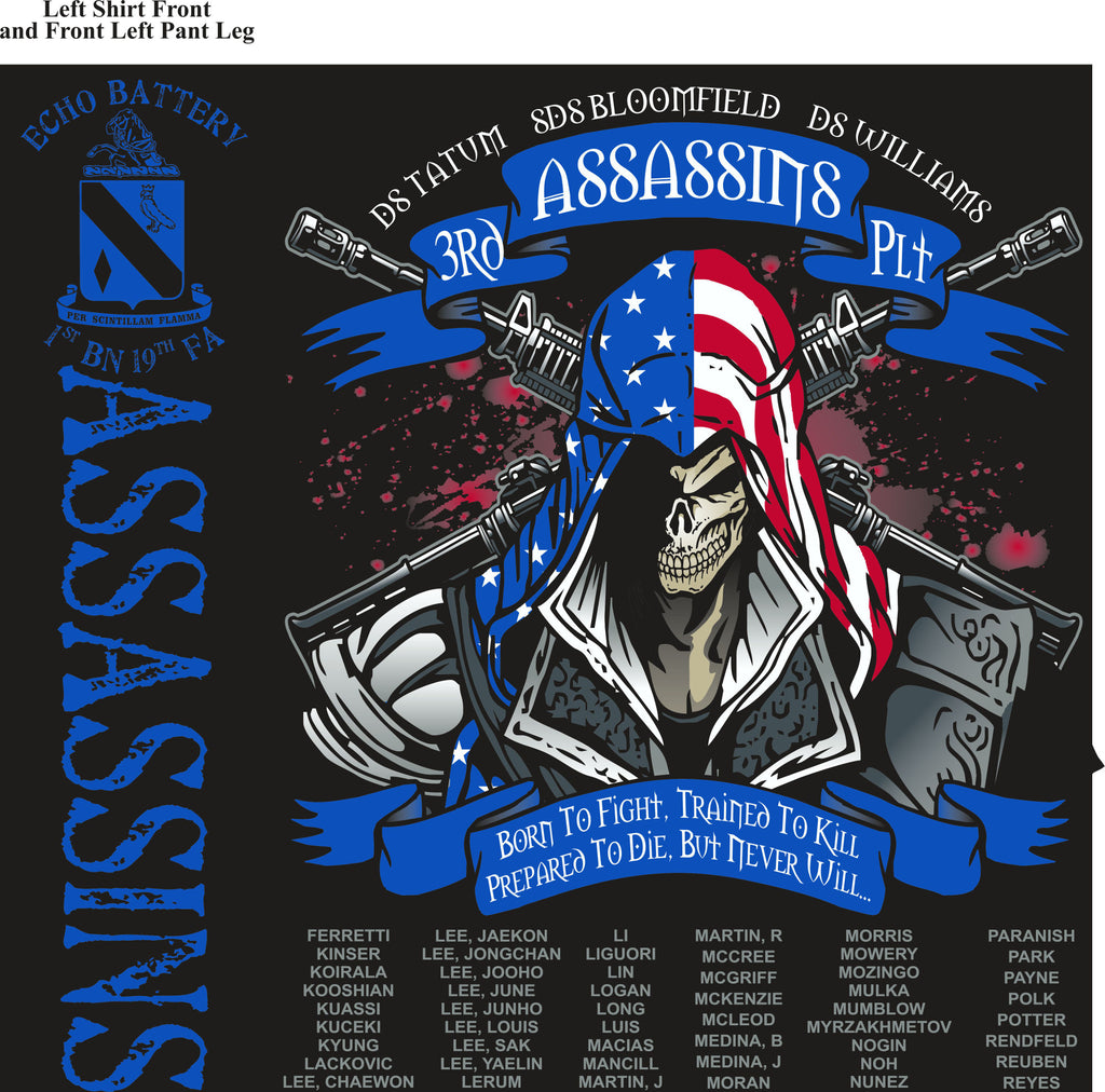 PLATOON SHIRTS (2nd generation print) ECHO 1st 19th ASSASSINS JULY 2016