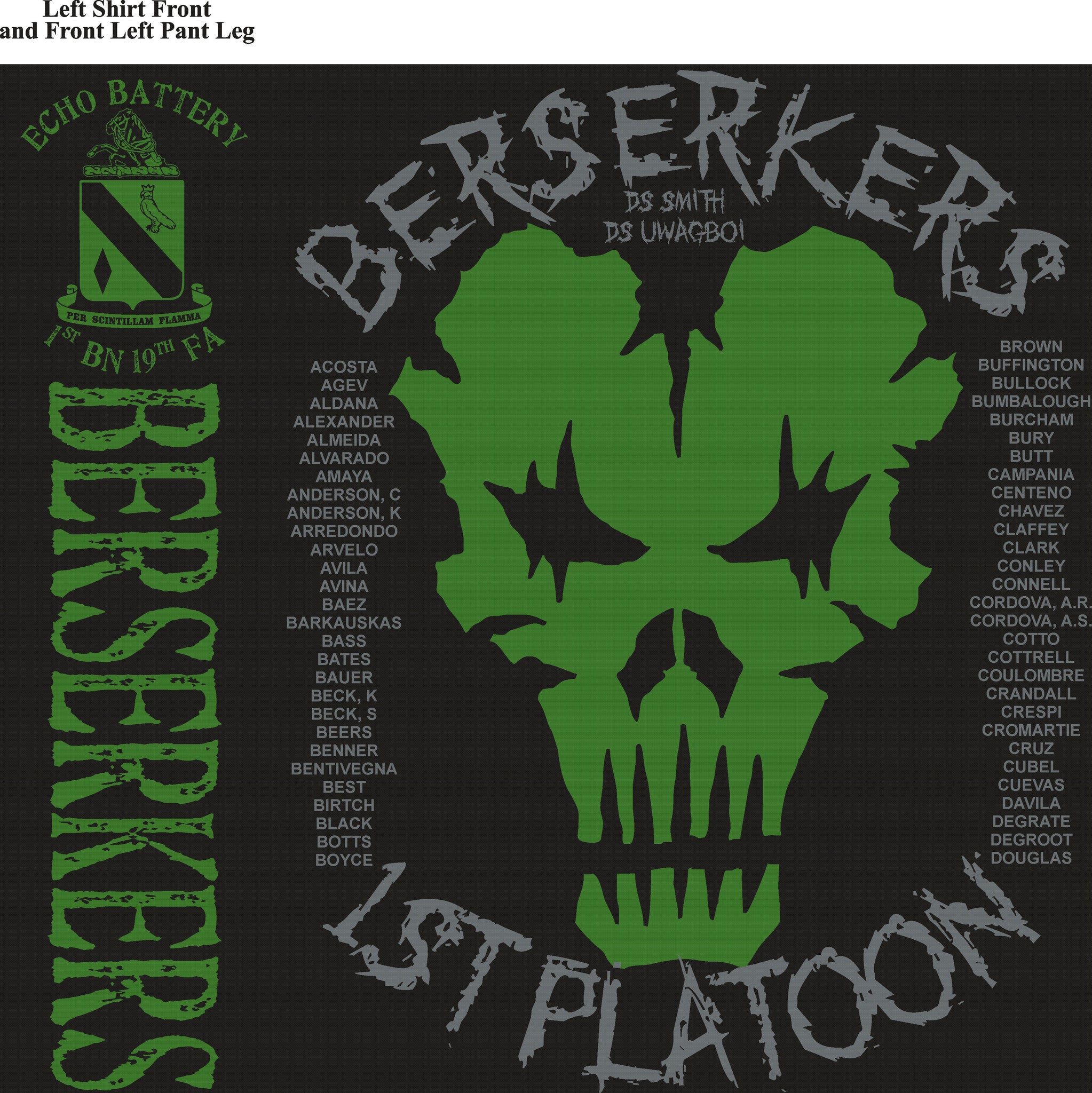 Platoon Shirts ECHO 1st 19th BERSERKERS SEPT 2015