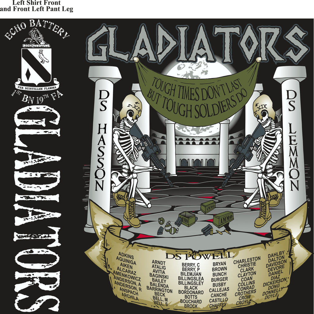 PLATOON SHIRTS (2ND GENERATION PRINT) ECHO 1st 19th GLADIATORS AUG 2017