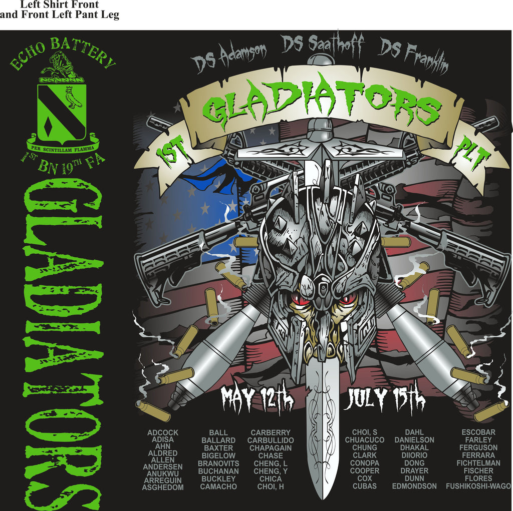 PLATOON SHIRTS (2nd generation print) ECHO 1st 19th GLADIATORS JULY 2016