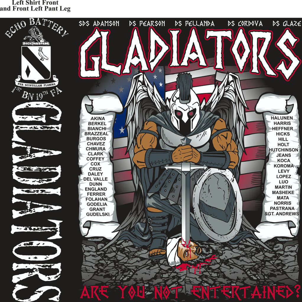 PLATOON SHIRTS (2nd generation print) ECHO 1st 19th GLADIATORS JUNE 2017