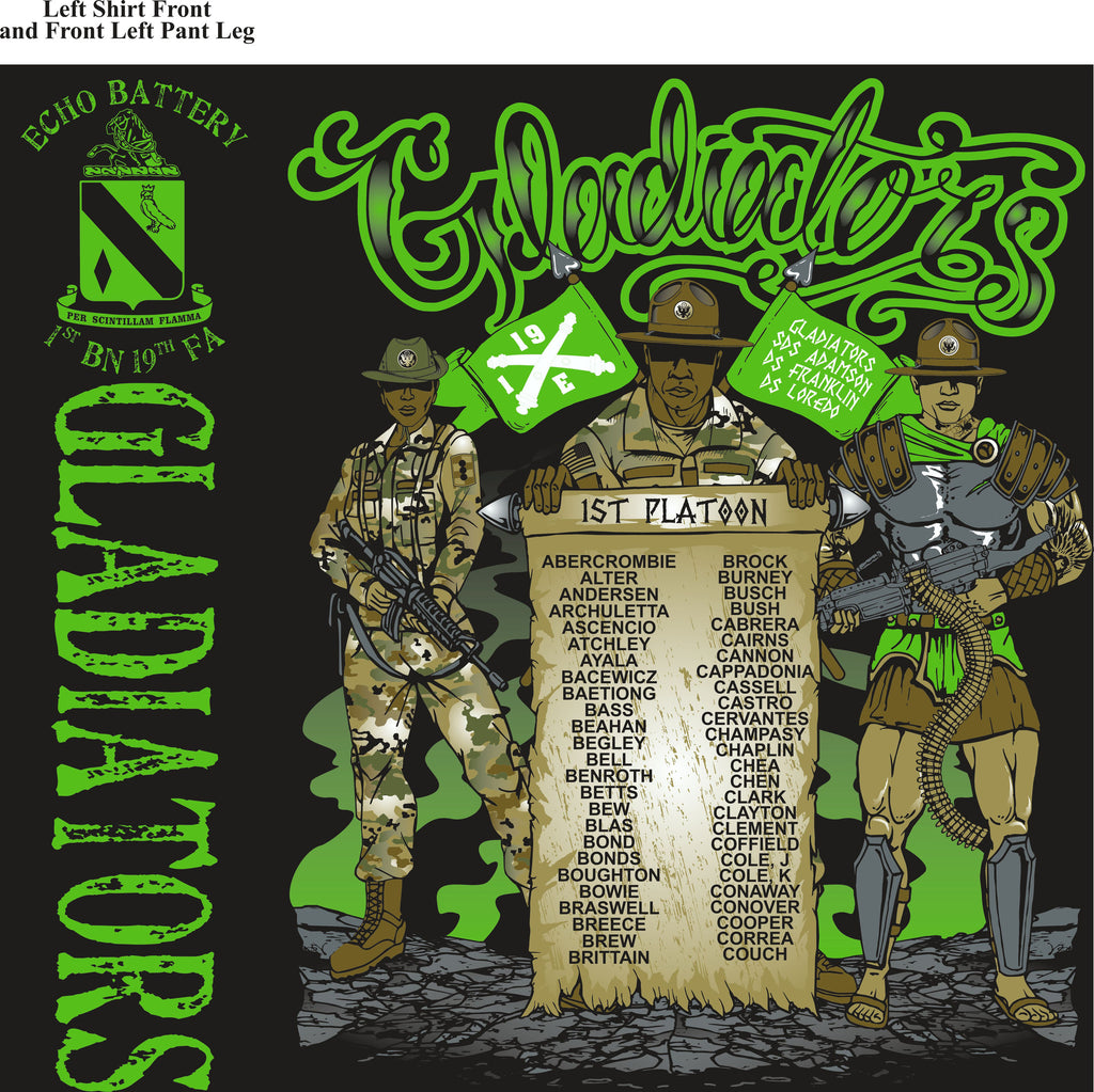 PLATOON SHIRTS (2nd generation print) ECHO 1st 19th GLADIATORS OCT 2016