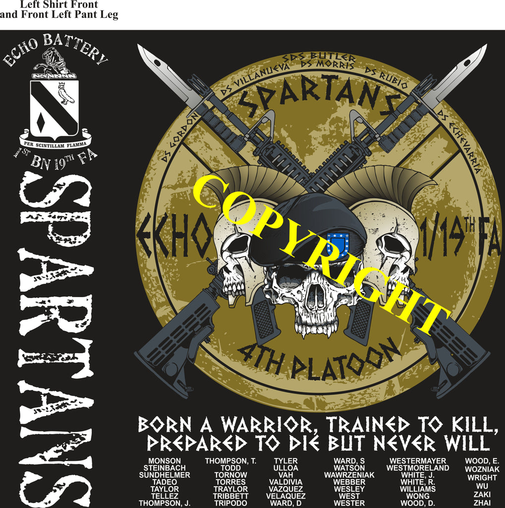 Platoon Shirts (2nd generation print) ECHO 1st 19th SPARTANS NOV 2019