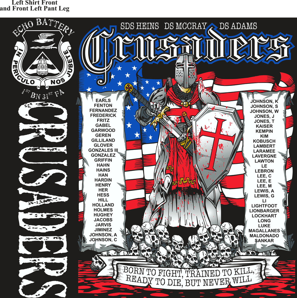 PLATOON SHIRTS (2nd generation print) ECHO 1st 31st CRUSADERS AUG 2016