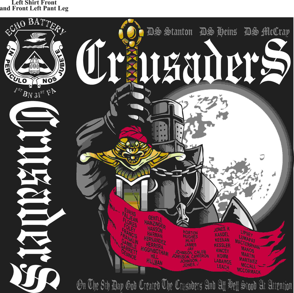 PLATOON SHIRTS (2nd generation print) ECHO 1st 31st CRUSADERS MAY 2016