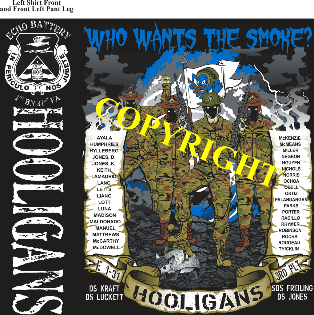 Platoon Shirts (2nd generation print) ECHO 1st 31st HOOLIGANS NOV 2019