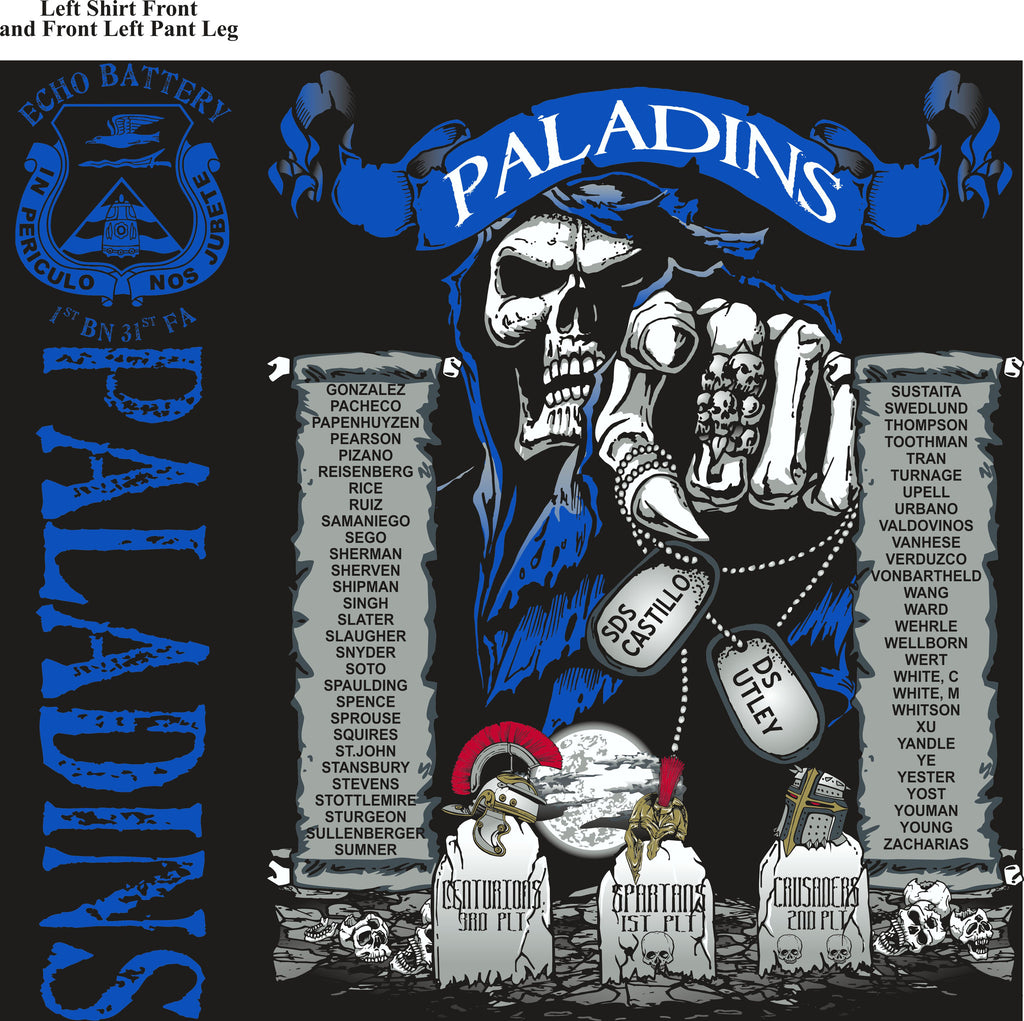 PLATOON SHIRTS (2nd generation print) ECHO 1st 31st PALADINS AUG 2016