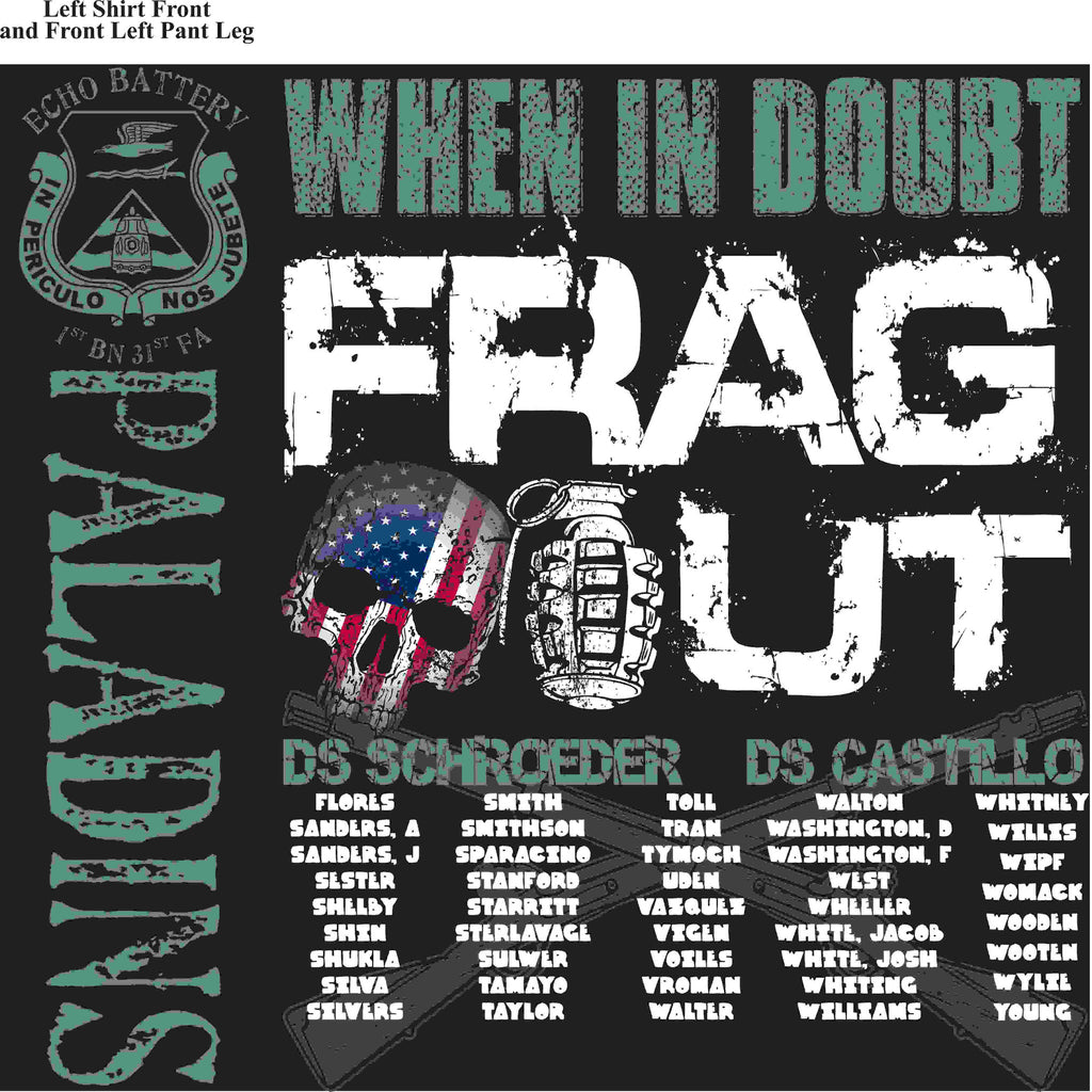 PLATOON SHIRTS (2nd generation print) ECHO 1st 31st PALADINS MAY 2016