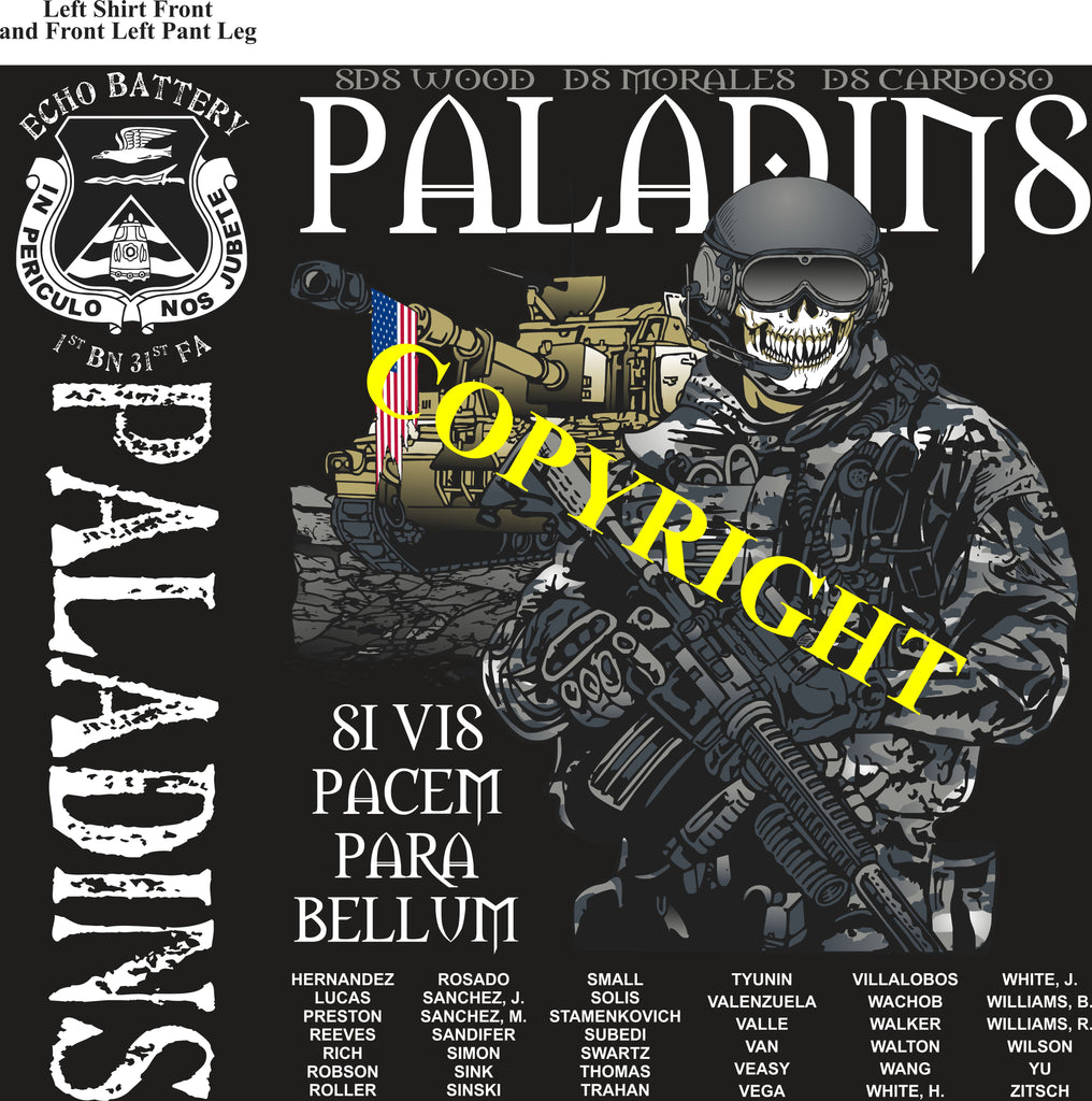 Platoon Shirts (2nd generation print) ECHO 1st 31st PALADINS NOV 2019