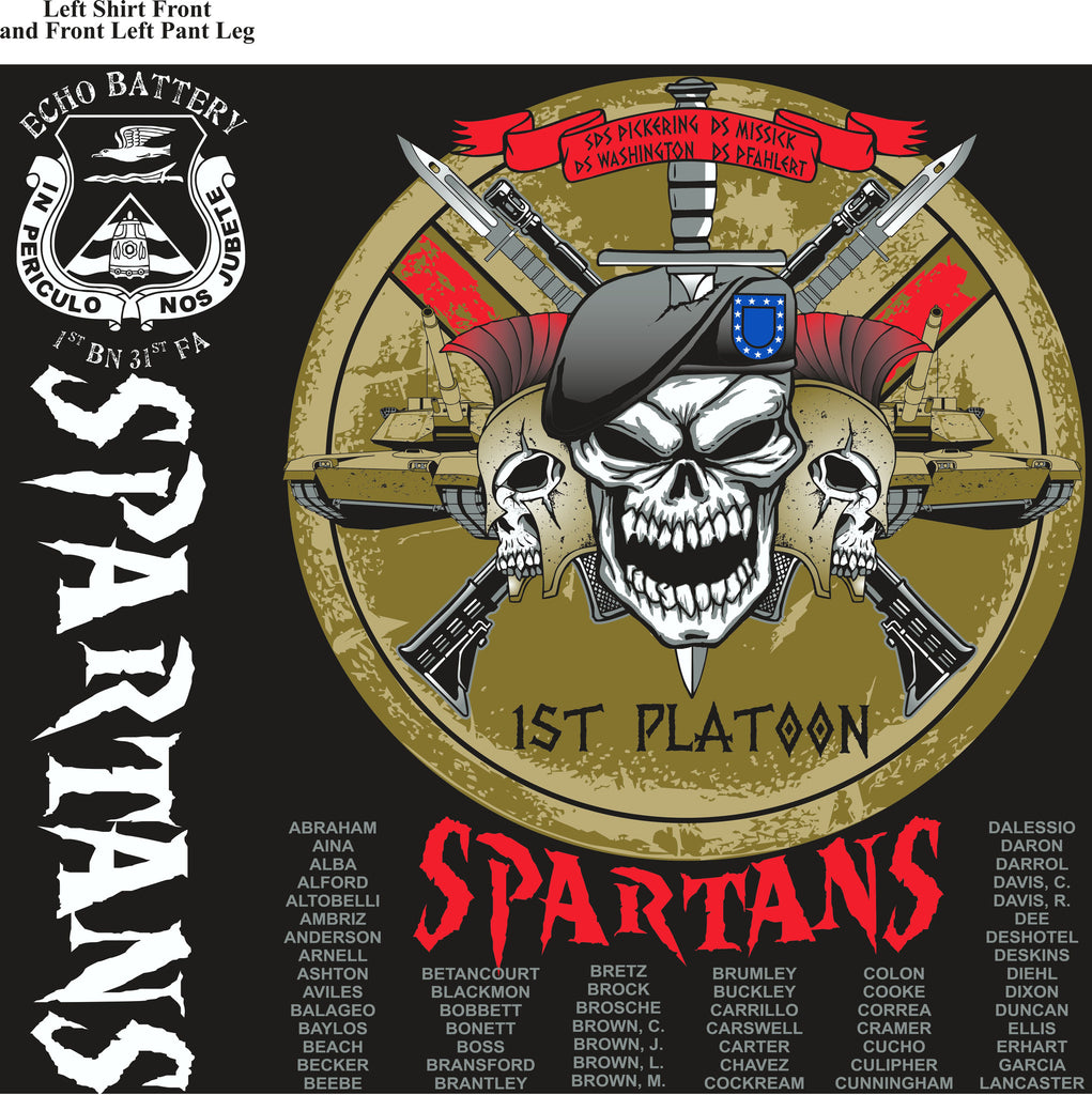 PLATOON SHIRTS (2nd generation print) ECHO 1st 31st SPARTANS NOV 2016
