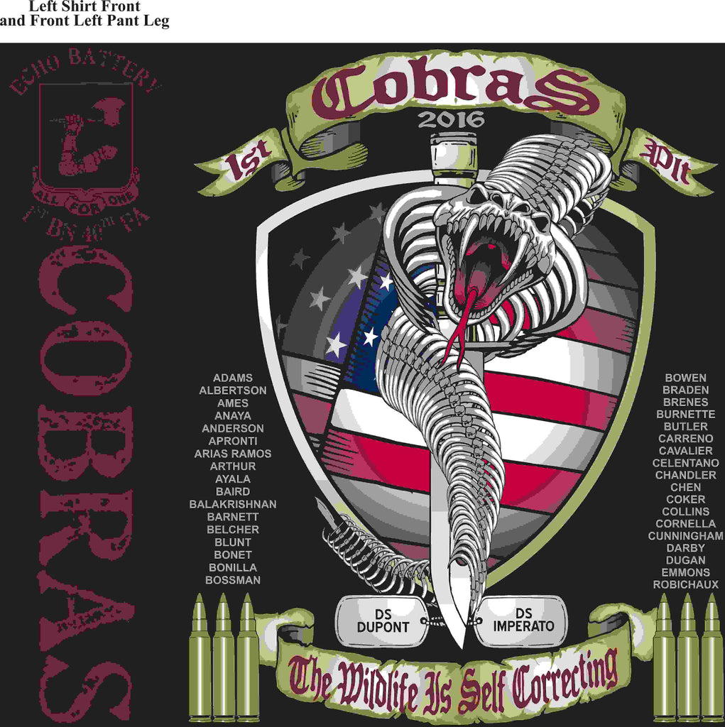 PLATOON SHIRTS (2nd generation print) ECHO 1st 40th COBRAS APR 2016