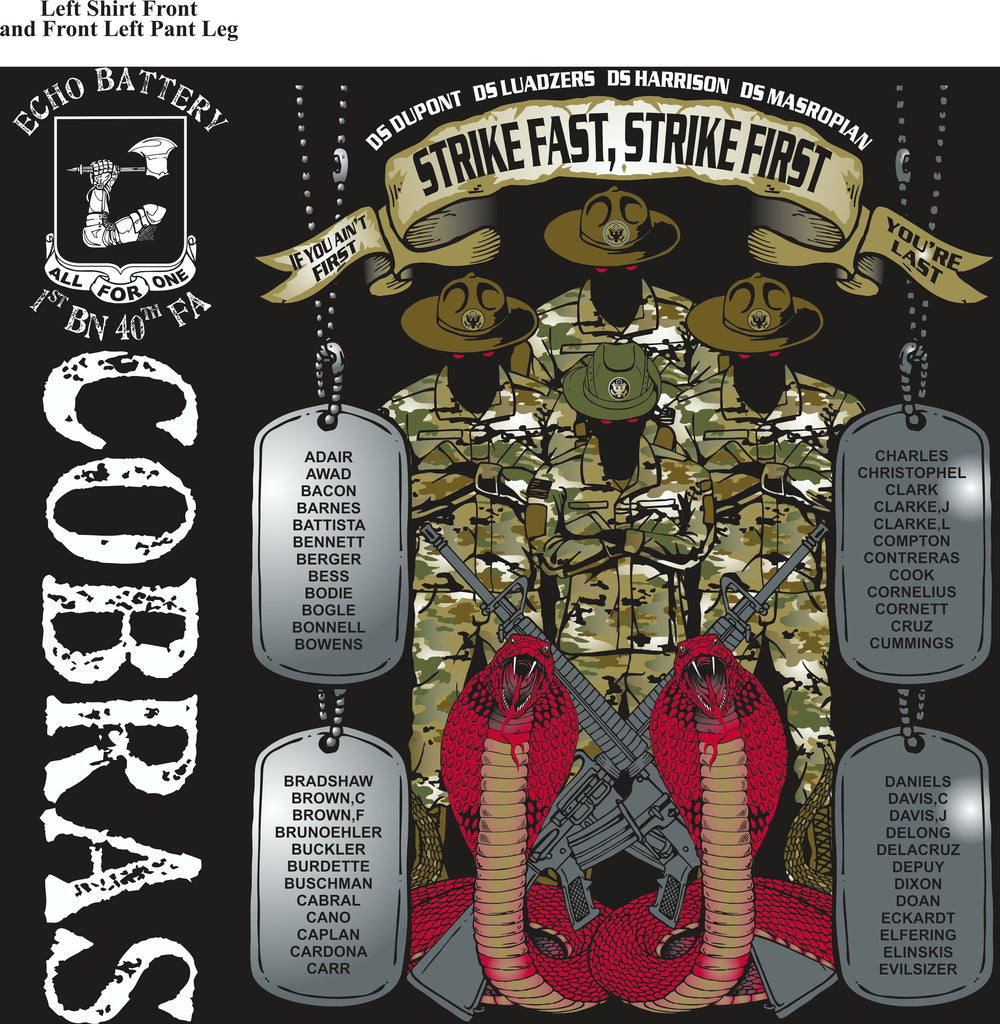 PLATOON SHIRTS (2nd generation print) ECHO 1st 40th COBRAS JAN 2017