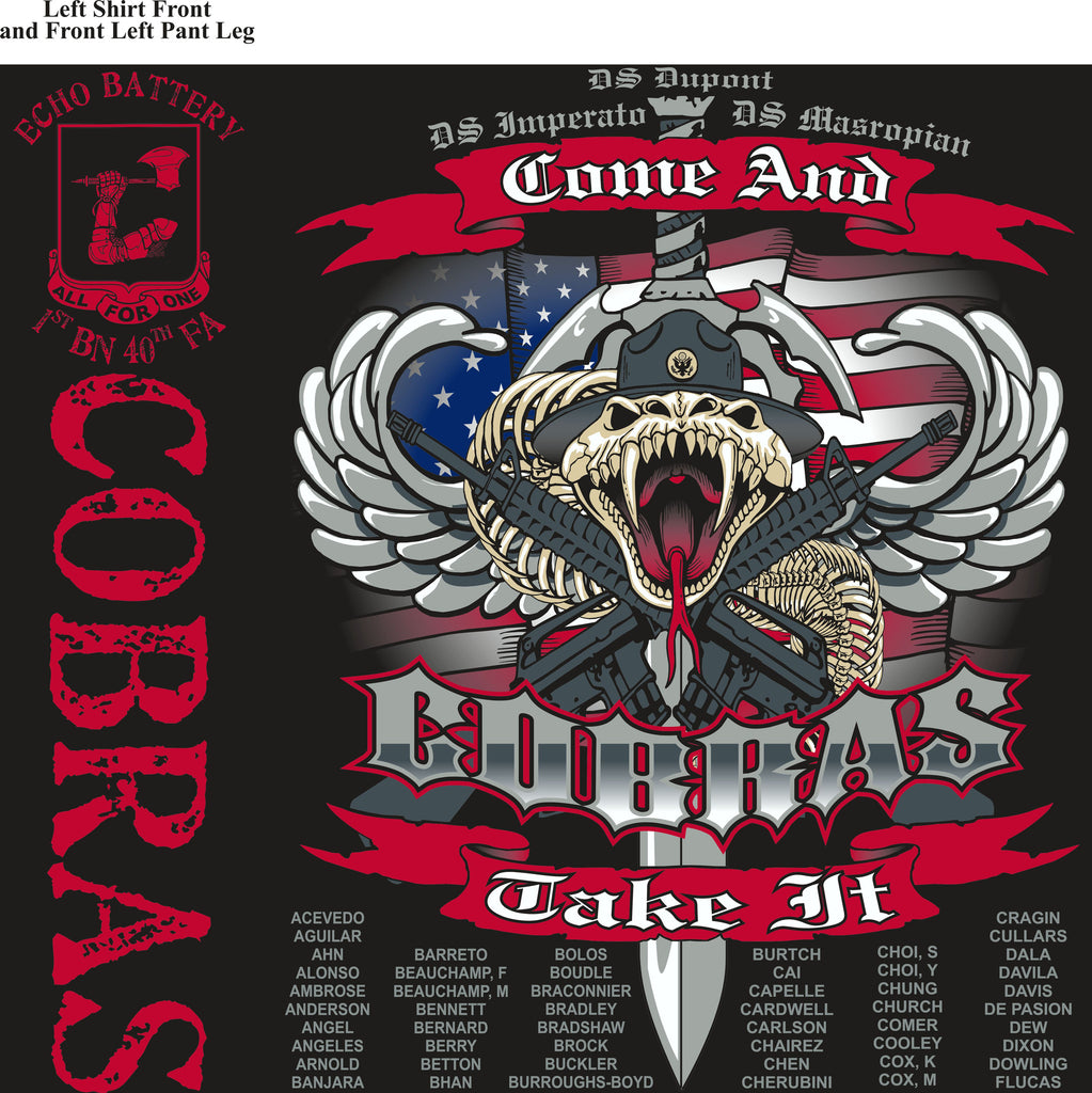 PLATOON SHIRTS (2nd generation print) ECHO 1st 40th COBRAS JULY 2016