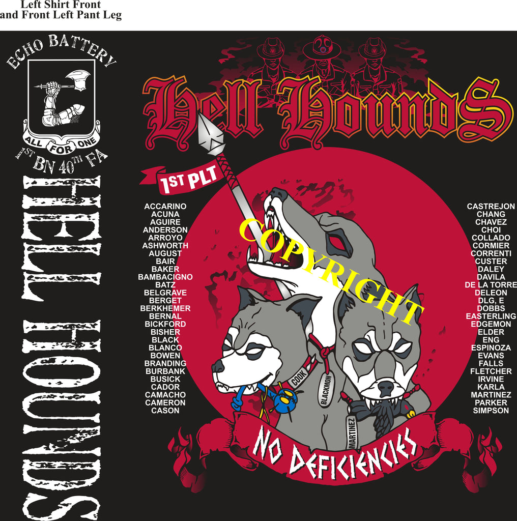 Platoon Shirts (2nd generation print) ECHO 1st 40th HELL HOUNDS APR 2019