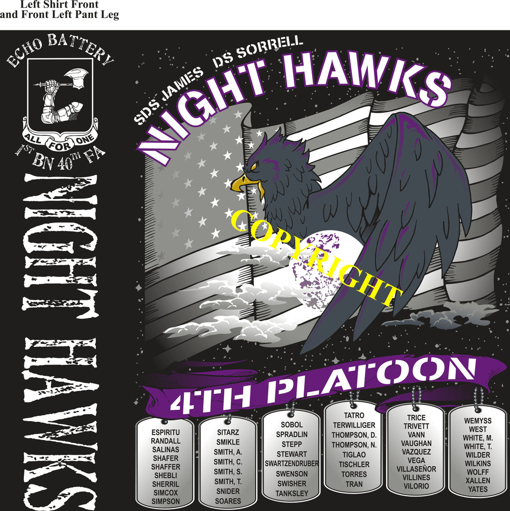 Platoon Shirts (2nd generation print) ECHO 1st 40th NIGHT HAWKS APR 2019