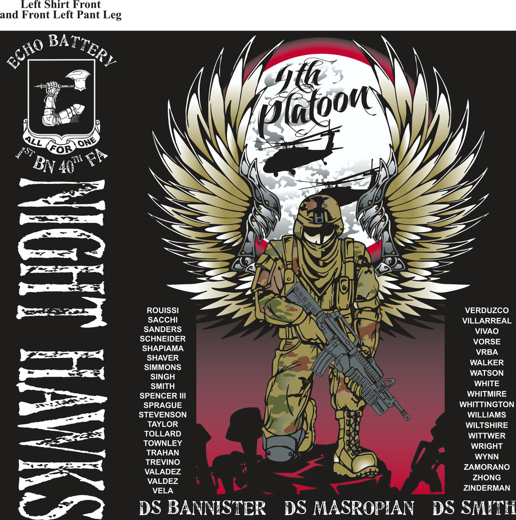 Platoon Shirts (2nd generation print) ECHO 1st 40th NIGHT HAWKS JUNE 2018