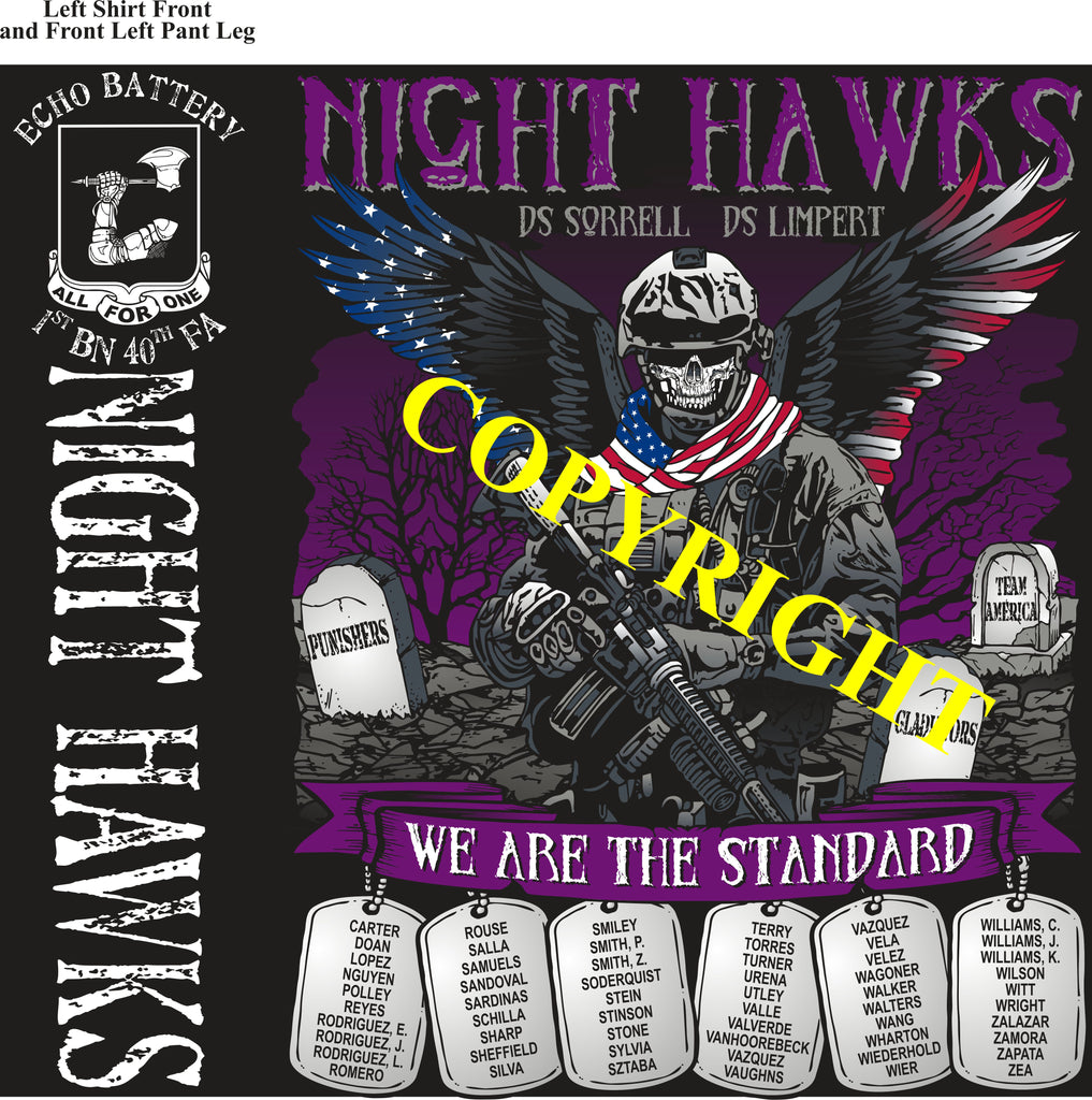 Platoon Shirts (2nd generation print) ECHO 1st 40th NIGHT HAWKS SEPT 2019