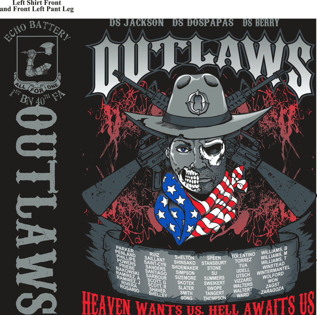 Platoon Shirts ECHO 1st 40th OUTLAWS APR 2015