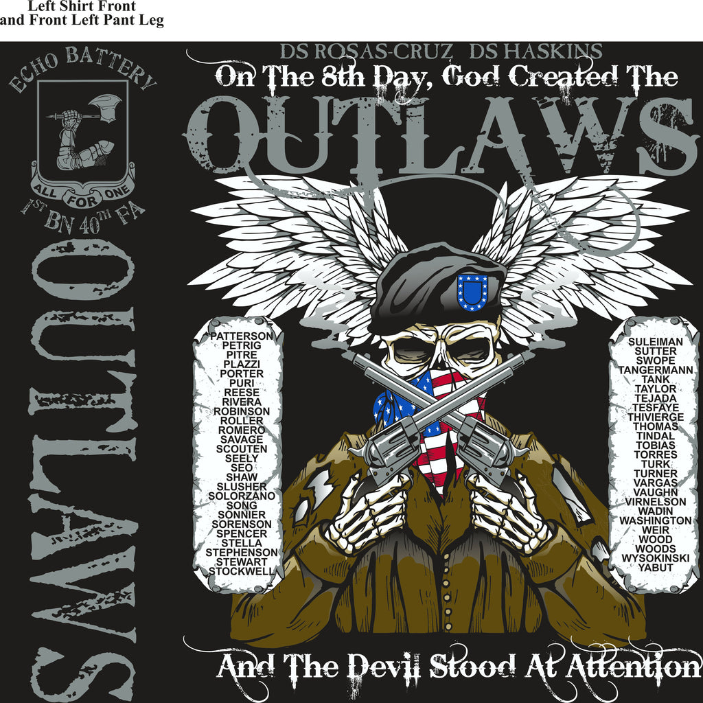 PLATOON SHIRTS (2nd generation print) ECHO 1st 40th OUTLAWS JULY 2016