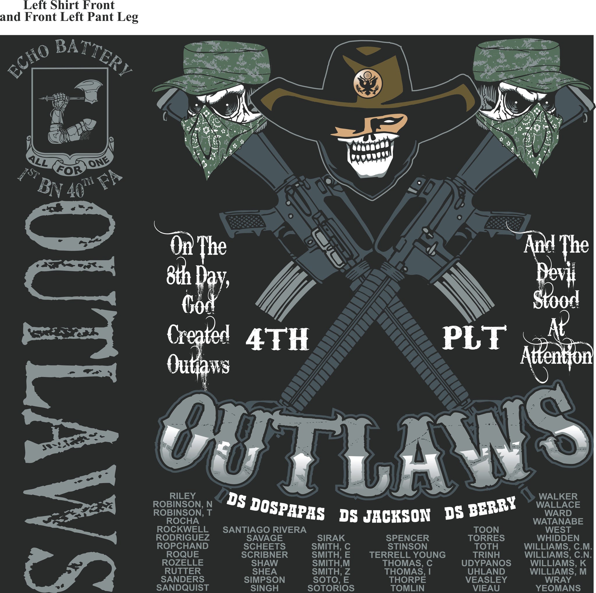 Platoon Shirts ECHO 1st 40th OUTLAWS JULY 2015