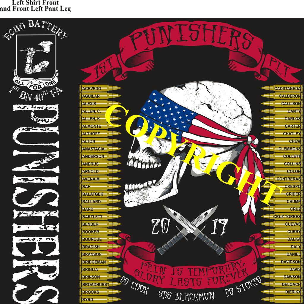 Platoon Shirts (2nd generation print) ECHO 1st 40th PUNISHERS SEPT 2019