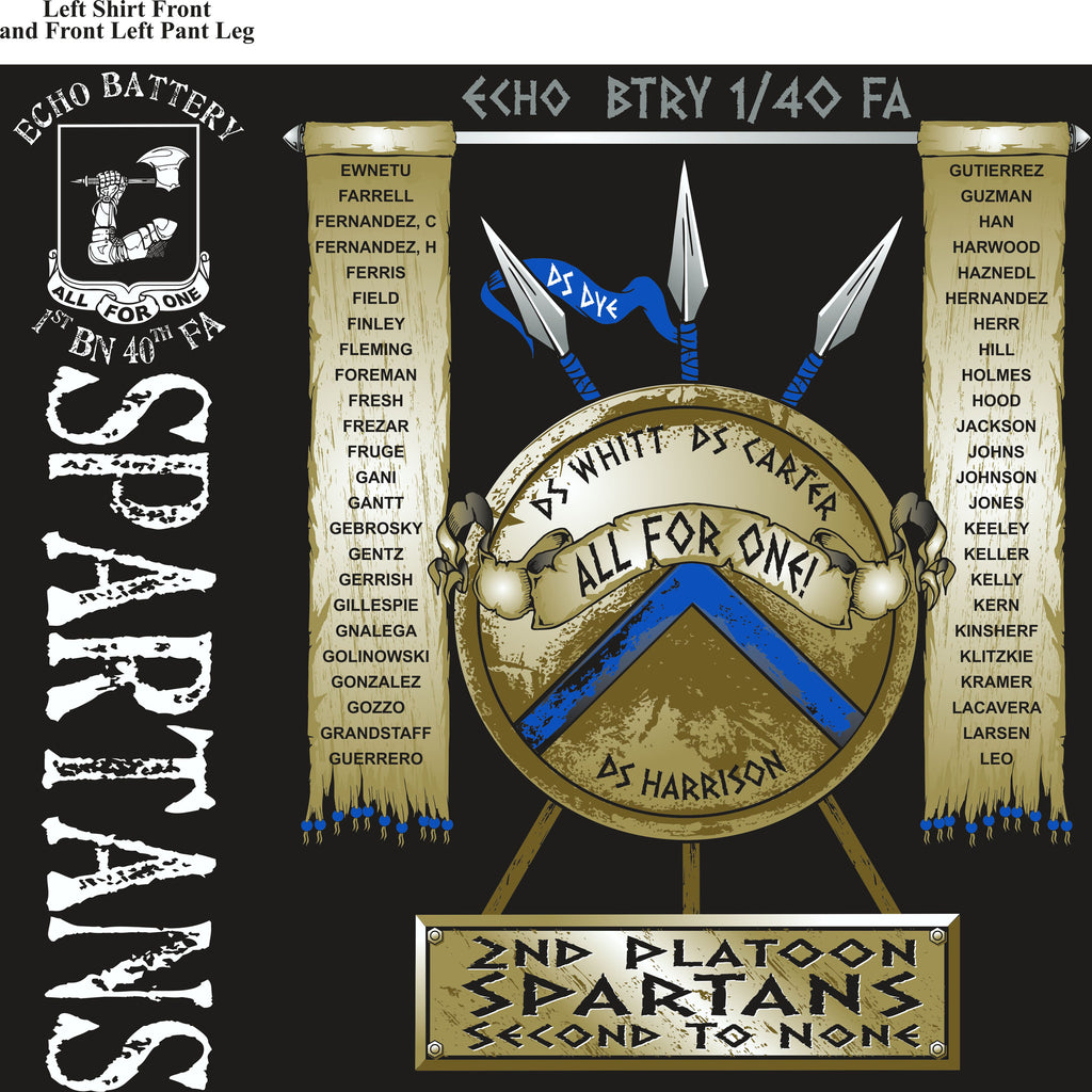 PLATOON SHIRTS (2nd generation print) ECHO 1st 40th SPARTANS JAN 2017
