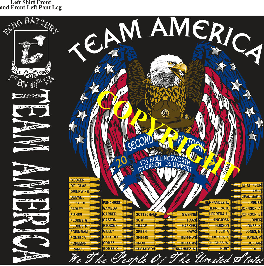 Platoon Shirts (2nd generation print) ECHO 1st 40th TEAM AMERICA SEPT 2019