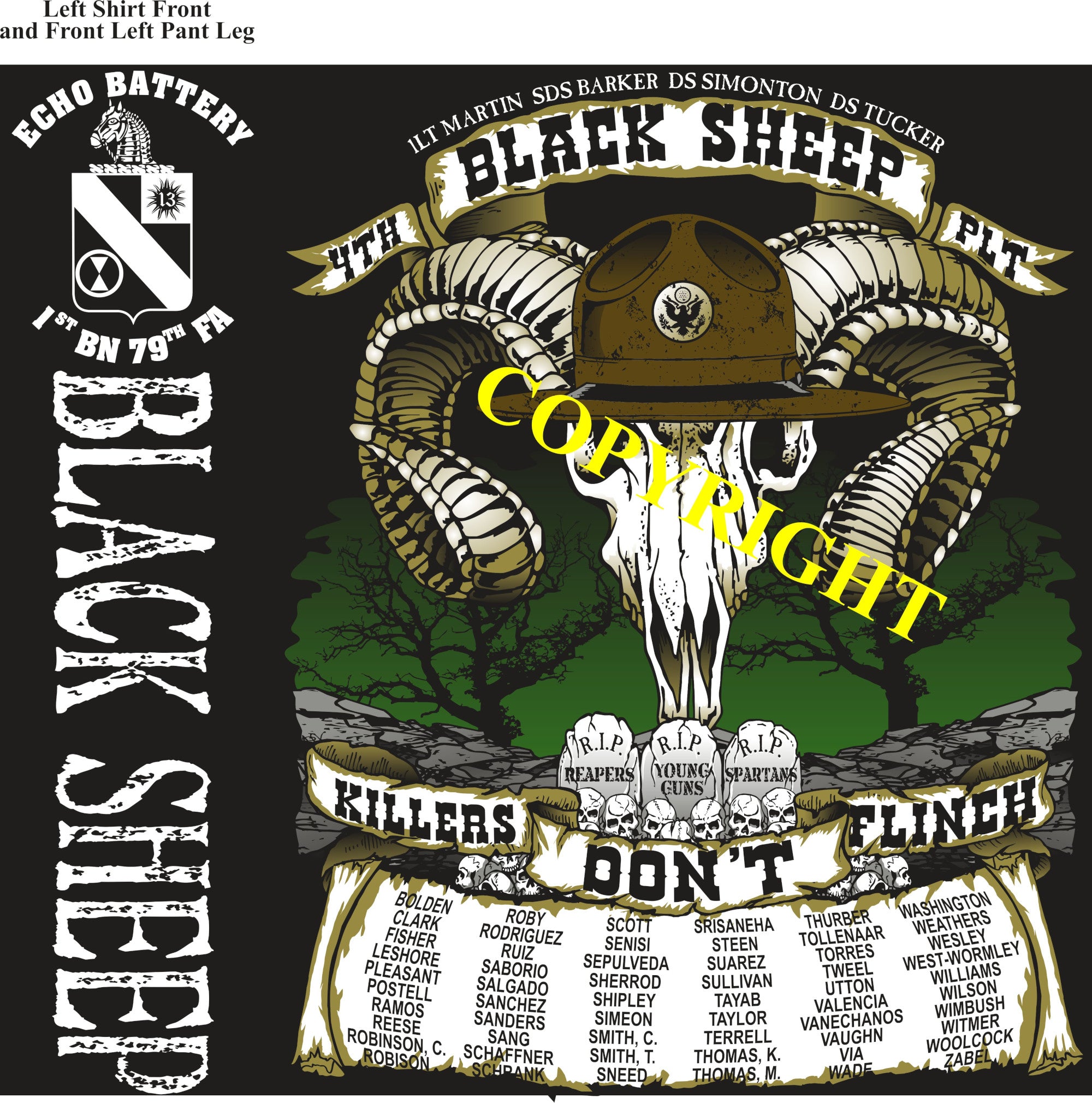 Platoon Shirts (2nd generation print) ECHO 1st 79th BLACK SHEEP DEC 2019