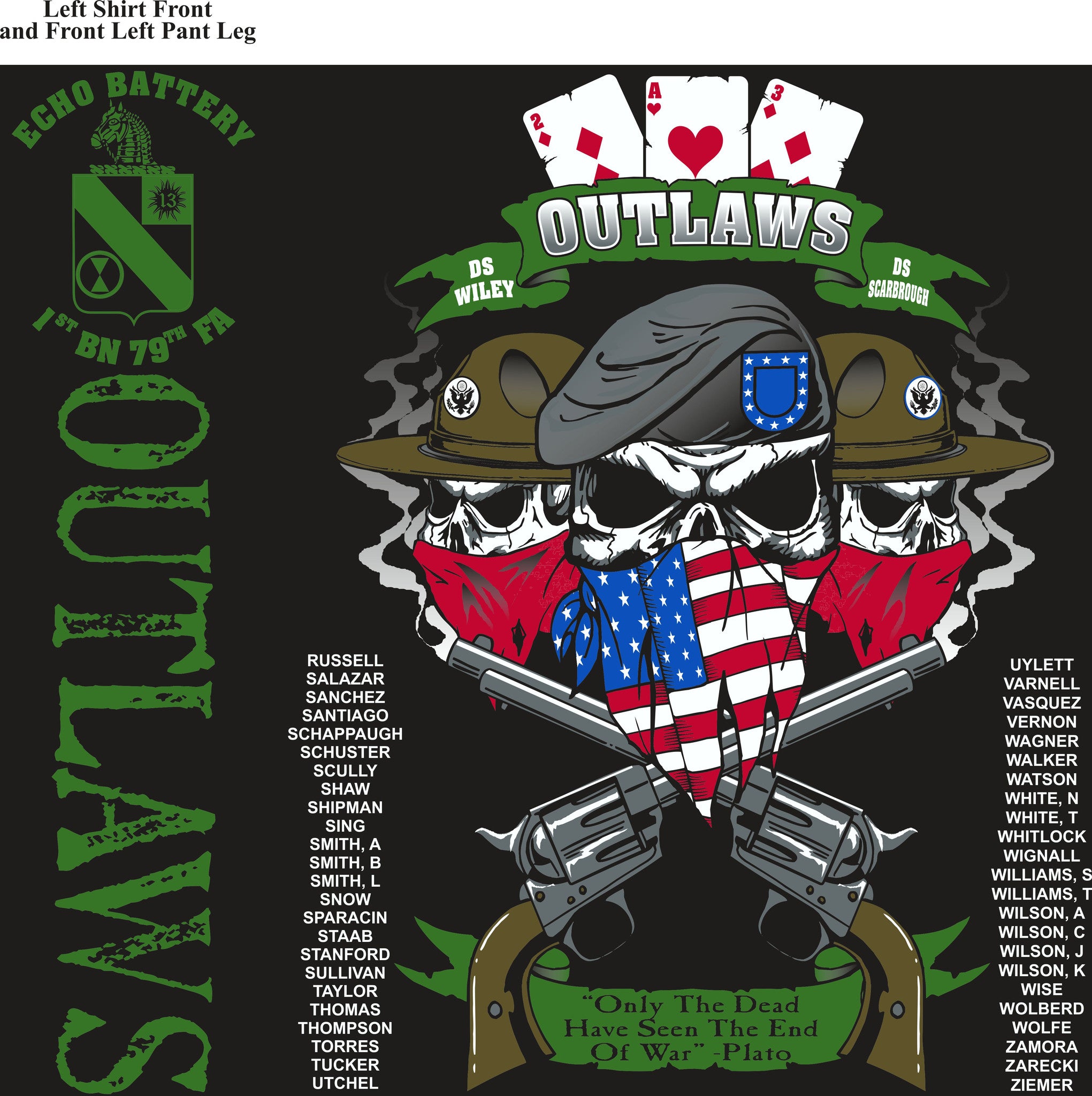 PLATOON SHIRTS (2nd generation print) ECHO 1st 79th OUTLAWS AUG 2016