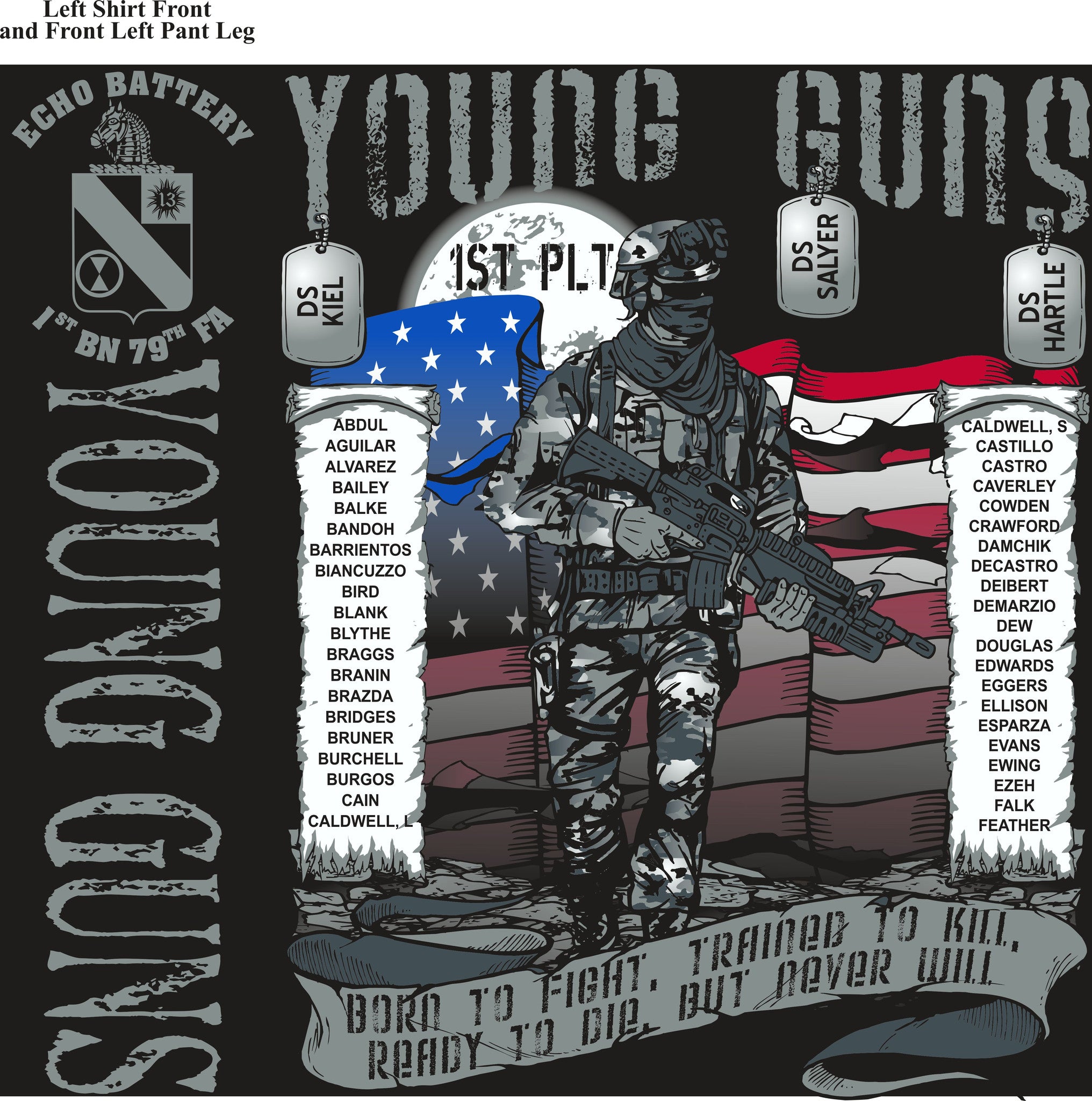 PLATOON SHIRTS (2nd generation print) ECHO 1st 79th YOUNG GUNS AUG 2016