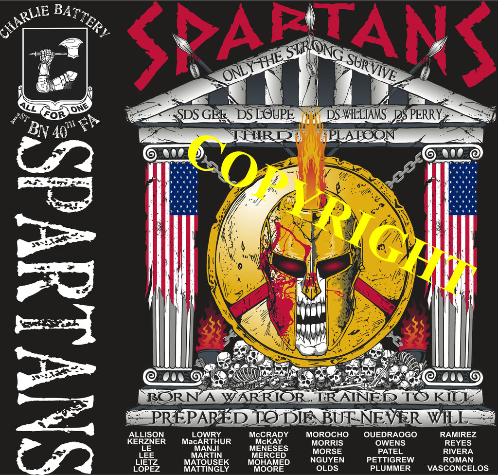 Platoon Shirts (2nd generation print) CHARLIE 1st 40th SPARTANS JUNE 2021