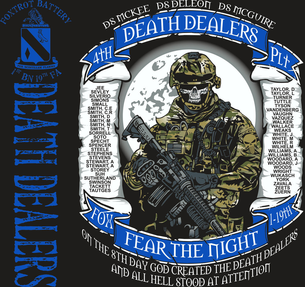 PLATOON SHIRTS (2nd generation print) FOX 1st 19th DEATH DEALERS AUG 2016