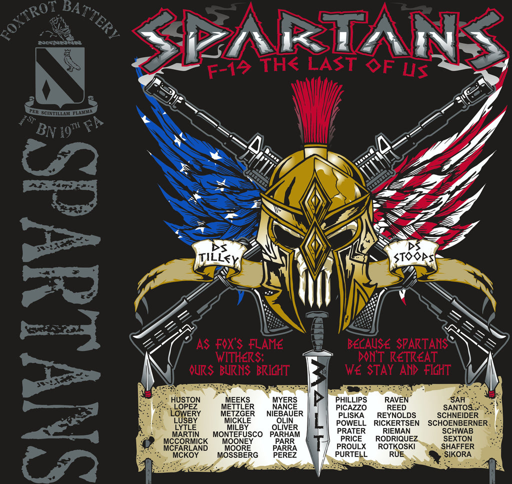 PLATOON SHIRTS (2nd generation print) FOX 1st 19th SPARTANS AUG 2016