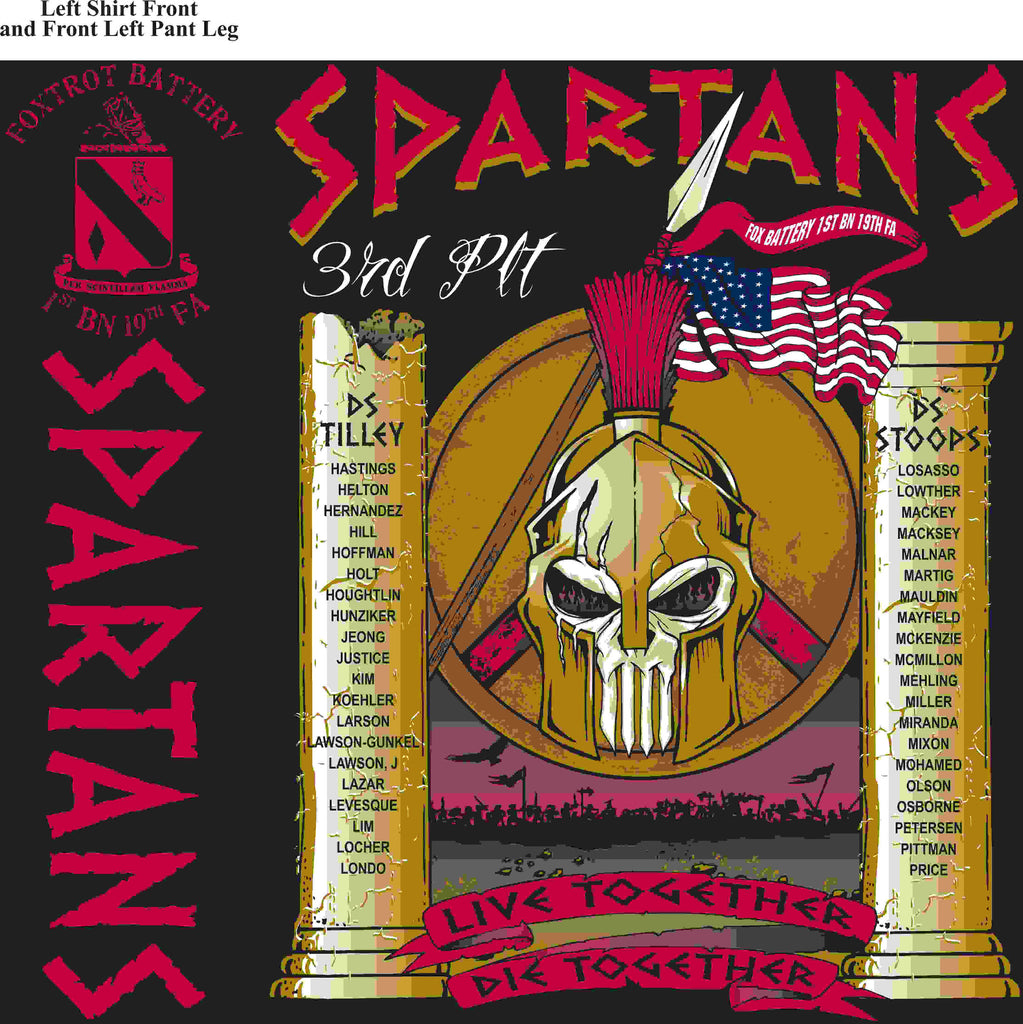PLATOON SHIRTS (2nd generation print) FOX 1st 19TH SPARTANS MAY 2016